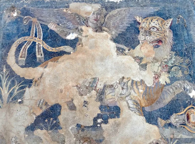 Delos_Museum_Mosaik_Dionysos, Wikipedia, Public