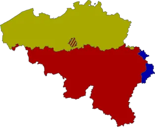 Die drei Sprachgebiete Belgiens, Vascer Knorck, CC BY-Sa 3.0.png
