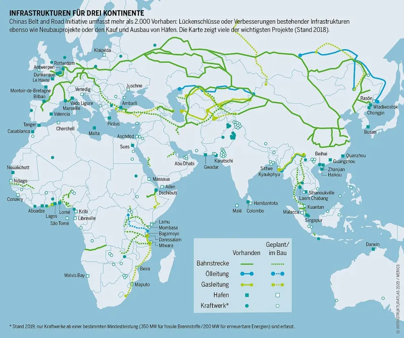 China_Belt and_Road_Initiative_Landkarte_Projekte_2018, Appenzeller, Hecher, Sack Infrastrukturatlas 2020, CC-BY 4.0