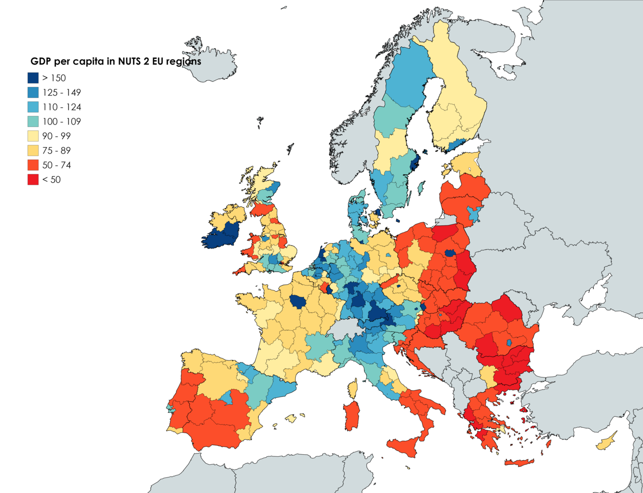 GDP_per_capita_in_NUTS_2_EU_regions im Vergleich zum EU-Durchschnitt (2017), Fede-5-19, CC BY-Sa 4.0.png