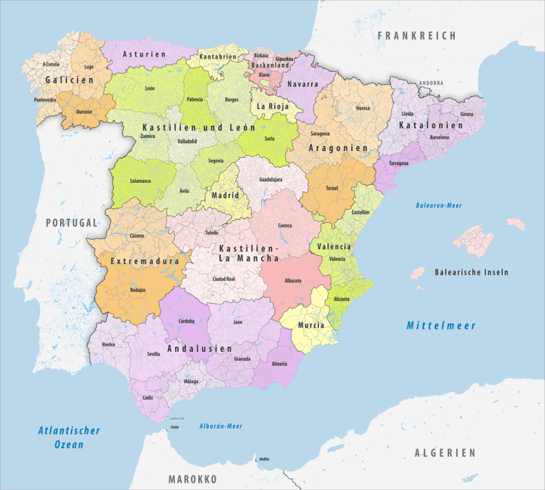 Spanien_2020, Administrative Gliederung, Tschubby, CC BY-SA 3.0.png